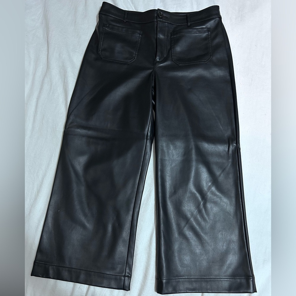 Loft Palmer Wide Leg Crop Pants in Faux Leather